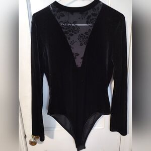 Velvet Bodysuit with floral design